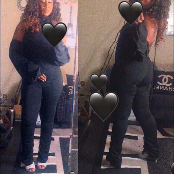 Women’s Backless Sexy halter top bodysuit jumpsuit onesie stacked pants tank top - Picture 3 of 7